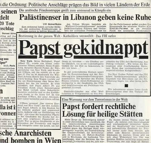 Verlag und Konzertdirektion Landgraf, Claus Renner: Programmheft Joao Bethencourt DER TAG AN DEM DER PAPST GEKIDNAPPT WURDE Spielzeit 1976 / 77 (18). 