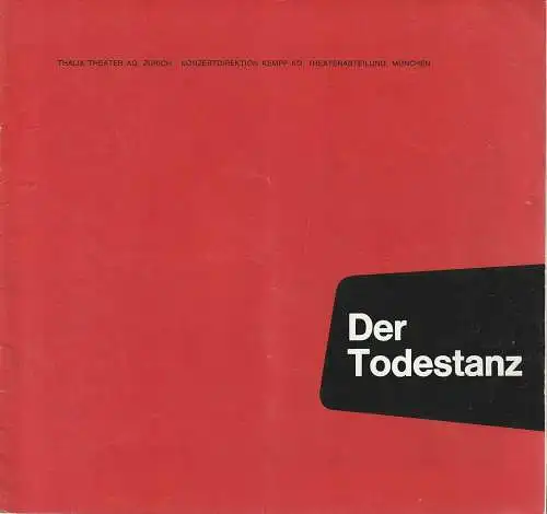 Thalia Theater AG, Zürich, Konzertdirektion Kempf: Programmheft August Strindberg DER TODESTANZ 1974 (18). 