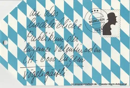 Stadttheater Lucerne, Prinzipal de Bros, Ulrike Streitenberger, Thomas Uhrmann, Rolf Engler, Jean-Paul Anderhub: Programmheft an das hochlöbliche Publikum der Luzerner Valentinaden Heft Nr. 1 Spielzeit 1984 / 85 (18). 