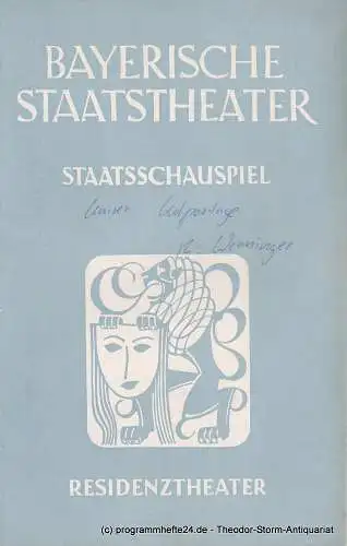 Bayerisches Staatsschauspiel, Residenztheater, Alois Johannes Lippl, Hermann Wenninger, Karl Andreas Wirz: Programmheft Neuinszenierung KOLPORTAGE. Komödie von Georg Kaiser Spielzeit 1952 / 53 Heft 7 (18). 