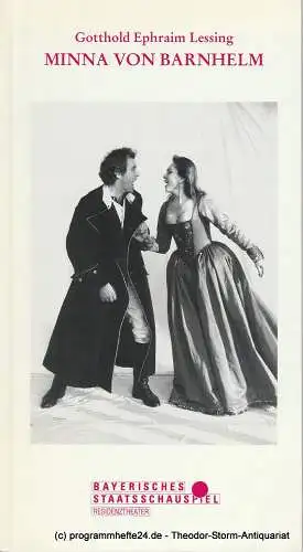 Bayerisches Staatsschauspiel, Residenztheater München, Günther Beelitz, Wilfried Hösl ( Fotos ), Gerd Jäger, Hertha Barian: Programmheft Minna von Barnhelm Spielzeit 1991 / 92 Heft 82 (18). 