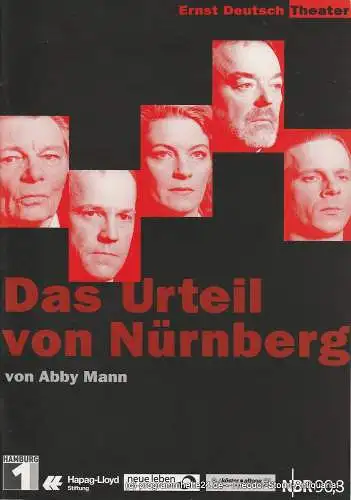 Ernst-Deutsch-Theater, Isabella Vertes-Schütter, Wolfgang Borchert, Jürgen Apel: Programmheft Das Urteil von Nürnberg von Abby Mann. Premiere 27. Februar 2003. Spielzeit 2002 / 2003 (18). 