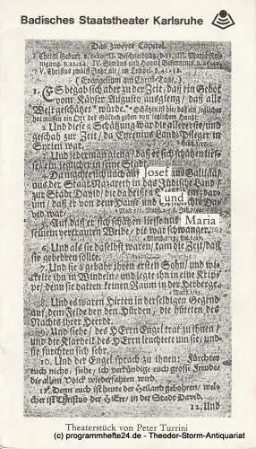 Badisches Staatstheater Karlsruhe, Günter Könemann, Rolf Leibenguth: Programmheft Josef und Maria. Theaterstück von Peter Turrini. Premiere 26. November 1983 Spielzeit 1983 / 84 Heft 4 (18). 