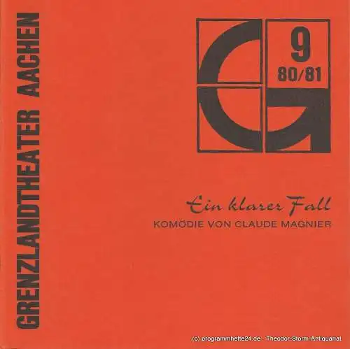 Grenzlandtheater Aachen, Karl-Heinz Walther: Programmheft Ein klarer Fall. Spielzeit 1980 / 81 Heft 9 (18). 