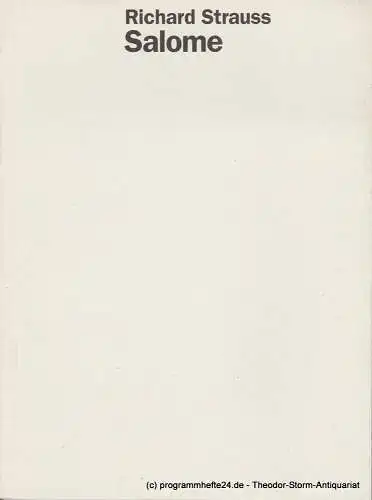 Staatsoper Stuttgart, Klaus Zehelein, Peter Ross, Dagmar Fischer: Programmheft Richard Strauss: SALOME. Premiere 21. Januar 1996 Spielzeit 1995 / 96 Heft 26 (18). 