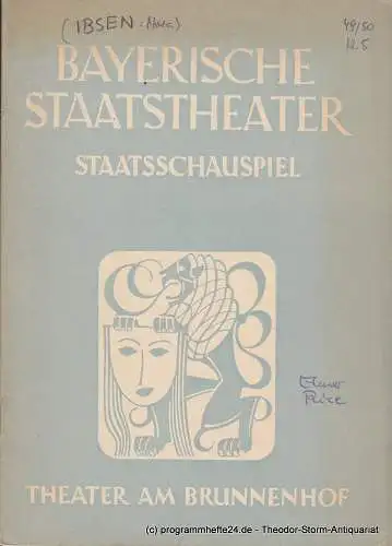 Bayerisches Staatstheater, Staatsschauspiel, Theater am Brunnenhof, Alois Johannes Lippl, Hermann Wenninger, Max Högl: Programmheft Erstaufführung Das träumende Mädchen. Komödie von Elmer Rice 9. Februar 1950 Spielzeit 1949 / 50 Heft 5 (18). 