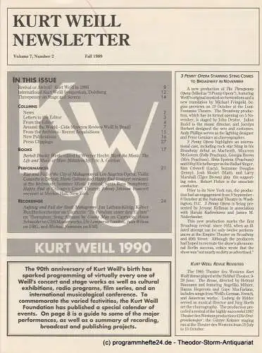 Kurt Weill Foundation, David Farneth, Mario R. Mercado: Kurt Weill Newsletter Volume 7, Number 2 Fall 1989 (18). 
