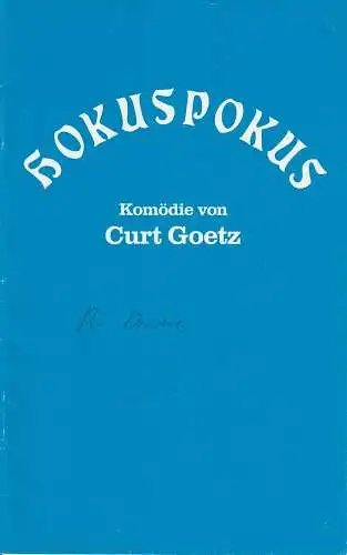 Renaissance-Theater Berlin, Heribert Sasse, Marianne Weno: Programmheft HOKUSPOKUS von Curt Goetz Spielzeit 1980 / 81 (18). 