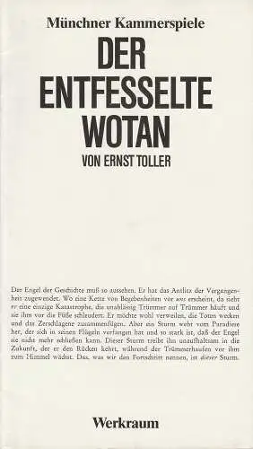 Münchner Kammerspiele Werkraum, Dieter Dorn, Marion Kagerer, Wolfgang Zimmermann: Programmheft Der entfesselte Wotan. Spielzeit 1983 / 84 Werkraum-Heft 1 (18). 