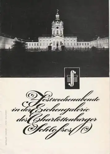 Berliner Festwochen 1957, Josef Rufer: Programmheft Festwochenende in der Eichengalerie des Charlottenburger Schlosses 1957 (18). 