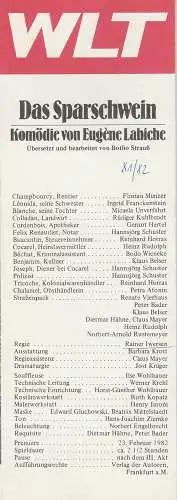 Westfälisches Landestheater, Herbert Hauck, Ernst Franz, Norbert-Arnold Rustemeyer, Jost Krüger: Programmheft Das Sparschwein. Komödie von Eugene Labiche. Premiere 23. Februar 1982 (18). 