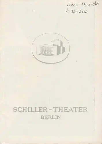 Schiller Theater Berlin, Boleslaw BarlogAlbert Beßler: Programmheft Dame Kobold von Calderon. Spielzeit 1955 / 56 Heft 54 (18). 