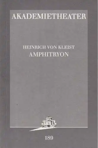 Akademietheater, Burgtheater Wien, Yvonne Gebauer: Programmheft AMPHITRYON Premiere 14. November 1997 Programmbuch Nr. 189 (18). 