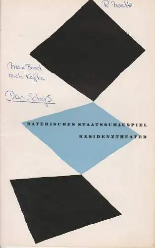 Bayerisches Staatsschauspiel, Residenztheater, Kurt Horwitz, Walter Haug: Programmheft Das Schloß. 2. Dezember 1955 Spielzeit 1955 / 56 Heft 3 (18). 