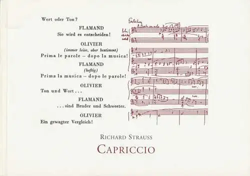 Staatstheater am Gärtnerplatz, Klaus Schultz, Jan Adamiak, Julia Fechner: Programmheft Neuinszenierung CAPRICCIO von Richard Strauss. Premiere 11. Oktober 1998 Prinzregententheater Spielzeit 1998 / 99 Heft 17 (18). 