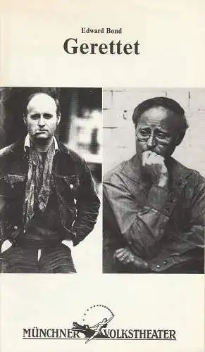Münchner Volkstheater, Ruth Drexel, Helmar von Hanstein, Anja Sibylla Weddig: Programmheft GERETTET von Edward Bond. Premiere 5. April 1995 Spielzeit 1994 / 95 Heft 5 (18). 