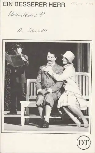Deutsches Theater in Göttingen, Günther Fleckenstein, Norbert Baensch: Programmheft Ein besserer Herr von Walter Hasenclever Spielzeit 1977 / 78 Heft 440 (18). 