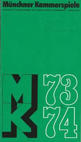 Münchner Kammerspiele, Hans-Reinhard Müller, Andre Müller: Programmheft Bertolt Brecht: Die heilige Johanna der Schlachthöfe. Premiere 10. April 1974 Spielzeit 1973 / 74 Heft 7 (18). 
