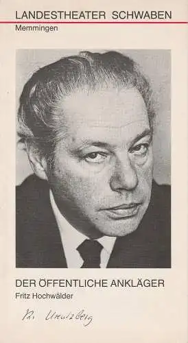 Landestheater Schwaben Memmingen, Peter H. Stöhr, Urs Bircher, Martin Kreutzberg: Programmheft Der öffentliche Ankläger von Fritz Hochwälder. Premiere 12. Februar 1980 (18). 