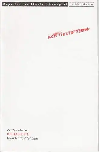 Bayerisches Staatsschauspiel, Eberhard Witt, Elisabeth Schweeger, Jens Groß: Programmheft Carl Sternheim: Die Kassette Premiere 3. März 2000 Residenztheater Spielzeit 1999 / 2000 Heft-Nr. 93 (18). 