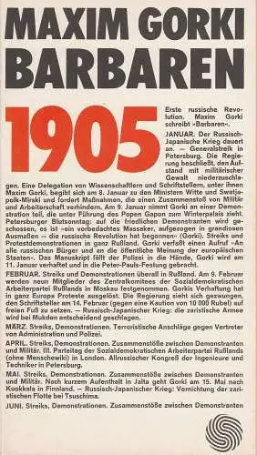 Deutsches Schauspielhaus in Hamburg, Ivan Nagel, Bernd Wilms, Rosemarie Clausen: Programmheft Maxim Gorki: BARBAREN. Szenen einer Kreisstadt. Premiere 11. Oktober 1972 (18). 
