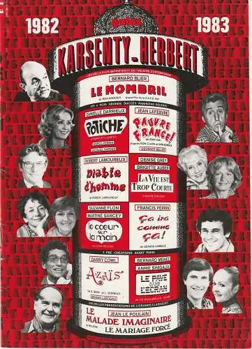 Marcel Karsenty, Georges Herbert, Robert et Pierre Karsenty: Programmheft Galas Karsenty - Herbert 1982 1983 Spielzeitheft (18). 