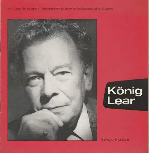 Thalia Theater AG Zürich, Konzertdirektion Kempf: Programmheft König Lear. Trauerspiel von William Shakespeare (18). 