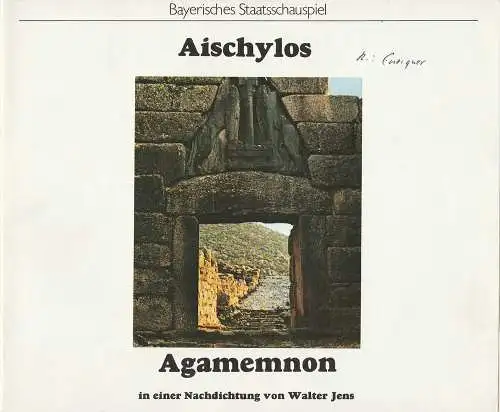 Bayerisches Staatsschauspiel, Kurt Meisel, Jörg-Dieter Haas: Programmheft Aischylos Agamemnon. Erster Teil der ORESTIE Premiere 24. September 1978 (18). 
