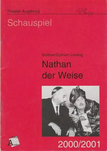 Theater Augsburg, Ulrich Peters, Christoph Maier-Gehring: Programmheft NATHAN DER WEISE. Ein dramatisches Gedicht von Gotthold Ephraim Lessing Spielzeit 2000 / 2001 Heft 1 (18). 
