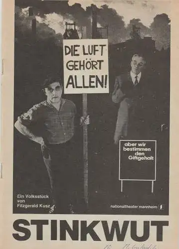 Nationaltheater Mannheim, Arnold Petersen, Friedrich Schirmer: Programmheft Uraufführung STINKWUT. Volksstück von Fitzgerald Kusz 21. April 1979 Spielzeit 1978 / 79 Nr. 14 (18). 