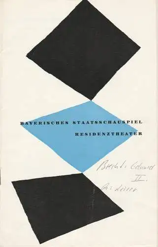 Bayerisches Staatsschauspiel, Helmut Henrichs, Walter Haug: Programmheft Bertolt Brecht: Leben Eduards des Zweiten von England Premiere 29. Oktober 1958 Residenztheater Spielzeit 1958 / 59 Heft 2 (18). 