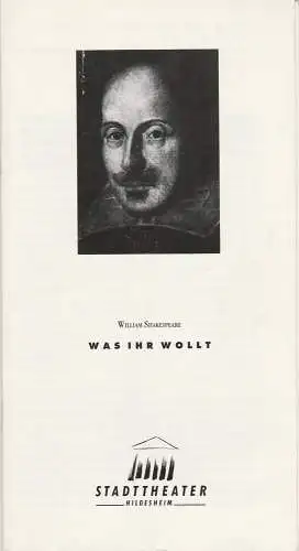 Stadttheater Hildesheim, Klaus Engeroff, Jörg Gade: Programmheft William Shakespeare WAS IHR WOLLT Premiere 3. März 1992 Spielzeit 1991 / 92 Heft 9 (18). 