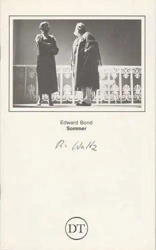 Deutsches Theater in Göttingen, Günther Fleckenstein, Norbert Baensch: Programmheft SOMMER. Ein europäisches Spiel von Edward Bond Spielzeit 1983 / 84 Heft 520 (18). 