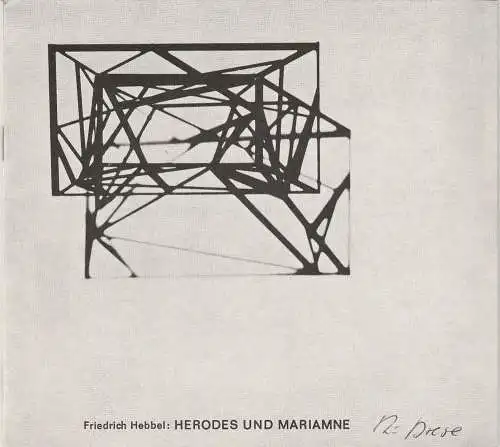 Hessisches Staatstheater Wiesbaden, Claus Helmut Driese, Hanno Lunin, Jürgen Fabritius: Programmheft Herodes und Marianne. Tragödie von Friedrich Hebbel. Spielzeit 1967 / 68 Heft 4 (18). 