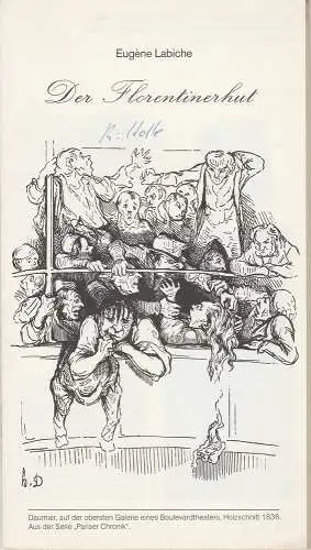 Stadttheater Regensburg, Horst Alexander Stelter, Bruno Scharnberg: Programmheft Eugene Labiche: Der Florentinerhut. Premiere 8. Mai 1979 Spielzeit 1978 / 79 Heft 20 (18). 