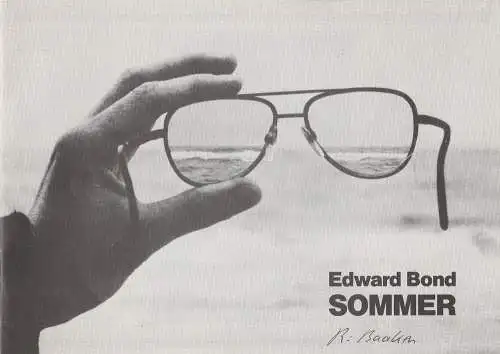 Pfalztheater Kaiserslautern, Wolfgang Blum, Renier Baaken: Programmheft SOMMER Schauspiel von Edward Bond. Premiere 18.9.1983 Spielzeit 1983 / 84 Heft 2 (18). 