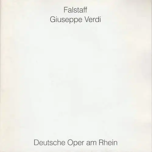 Deutsche Oper am Rhein, Kurt Horres, Benedikt Holtbernd, Alexandra Bertram, Anne Bissen: Programmheft FALSTAFF von Giuseppe Verdi. Premiere 3. Februar 1996 Theater der Stadt Duisburg (18). 