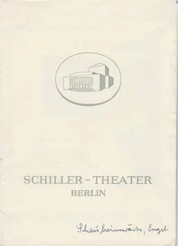 Schiller Theater Berlin, Boleslaw Barlog, Albert Beßler: Programmheft Schau heimwärts, Engel Spielzeit 1958 / 59 Heft 77 (18). 