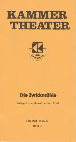 Kammertheater am Rondell Karlsruhe, Wolfgang Reinsch: Programmheft Die Zwickmühle. Lustspiel von Hans-Joachim Preil. Spielzeit 1986 / 87 Heft 5 (18). 