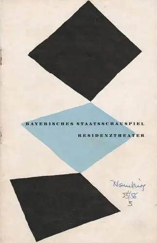 Bayerisches Staatsschauspiel, Kurt Horwitz, Walter Haug: Programmheft Prinz Friedrich von Homburg. Schauspiel von Heinrich von Kleist 9. Februar 1965 Residenztheater Spielzeit 1955 / 56 Heft 5 (18). 
