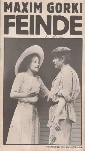 Deutsches Schauspielhaus in Hamburg, Ivan Nagel, Bernd Wilms, Claus Litterscheid, Rosemarie Clausen ( Fotos ): Programmheft Maxim Gorki FEINDE. Premiere 3. April 1974 (18). 