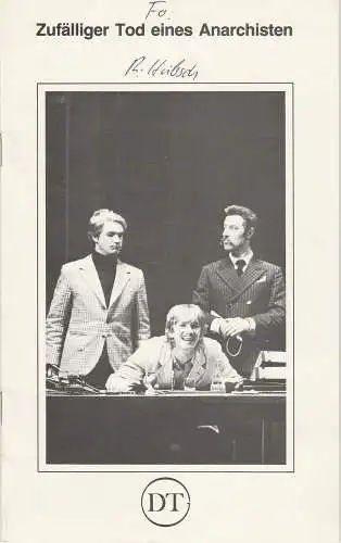 Deutsches Theater in Göttingen, Günther Fleckenstein, Norbert Baensch: Programmheft Zufälliger Tod eine Anarchisten von Dario Fo. Spielzeit 1980 / 81 Heft 489 (18). 