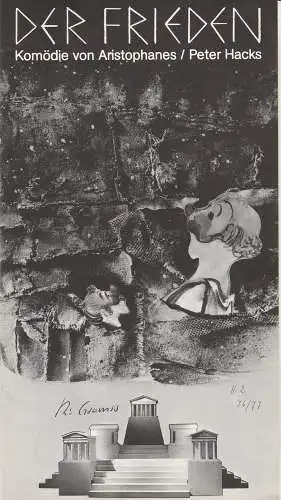 Städtische Bühnen Augsburg, Rudolf Stromberg, Hartwig Kaus: Programmheft Der Frieden. Komödie von Aristophanes Premiere 1. Oktober 1976 Spielzeit 1976 / 77 Heft 2 (18). 