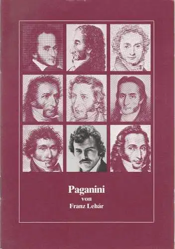 Bühnen der Stadt Bielefeld, Heiner Bruns, Marion Griesemer: Programmheft PAGANINI Operette von Franz Lehar. Premiere 25. September 1982 Spielzeit 1982 / 83 Heft 2 (18). 
