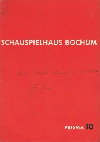 Schauspielhaus Bochum, Hans Schalla, Jochen Jachmann, Max Fritzsche: Programmheft Bertolt Brecht MUTTER COURAGE UND IHRE KINDER Prisma 10 Spielzeit 1959 / 60 (18). 