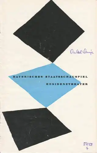 Bayerisches Staatsschauspiel, Kurt Horwitz, Walter Haug: Programmheft ONKEL WANJA. Bilder aus dem Landleben von Anton Tschechow 24. April 1958 Residenztheater Spielzeit 1957 / 58 Heft 7 (18). 