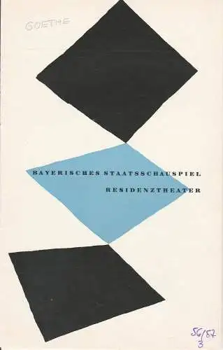Bayerisches Staatsschauspiel, Kurt Horwitz, Rolf Schaefer: Programmheft FAUST. Der Tragödie erster Teil von Johann Wolfgang von Goethe 11. Dezember 1956 Residenztheater Spielzeit 1956 / 57 Heft 3 (18). 
