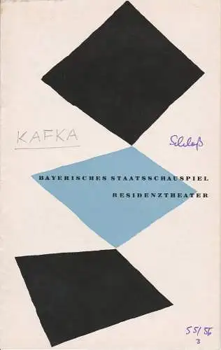 Bayerisches Staatsschauspiel, Kurt Horwitz, Walter Haug: Programmheft DAS SCHLOß. Schauspiel von Franz Kafka 1. Dezember 1955 Residenztheater Spielzeit 1955 / 56 Heft 3 (18). 