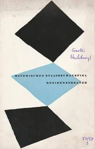 Bayerisches Staatsschauspiel, Kurt Horwitz, Walter Haug: Programmheft NACHTASYL. Szenen aus der Tiefe von Maxim Gorki 6. Dezember 1957 Residenztheater Spielzeit 1957 / 58 Heft 3 (18). 