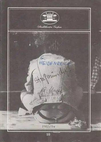Stadttheater Gießen, Reinald Heissler-Remy, Hartmut Henne: Programmheft Gert Heidenreich: STRAFMÜNDIG Spielzeit 1983 / 84 Heft 14 (18). 
